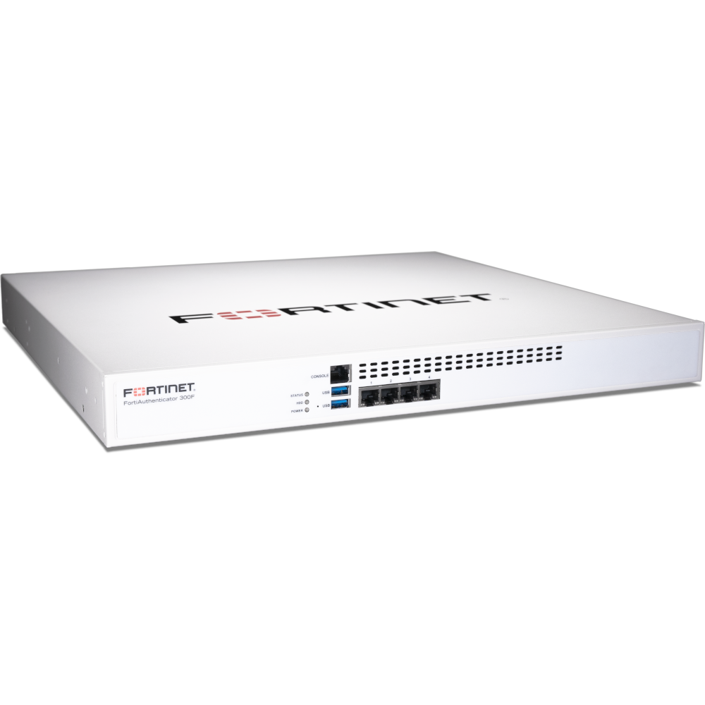 FortiAuthenticator-300F Identity and Access Management - 4x GE RJ45 ports, 2x 1 TB HDD. Base License supports up to 1500 users. Expand user support to 3500 users by using FortiAuthenticator Hardware Upgrade License [FAC-300F]