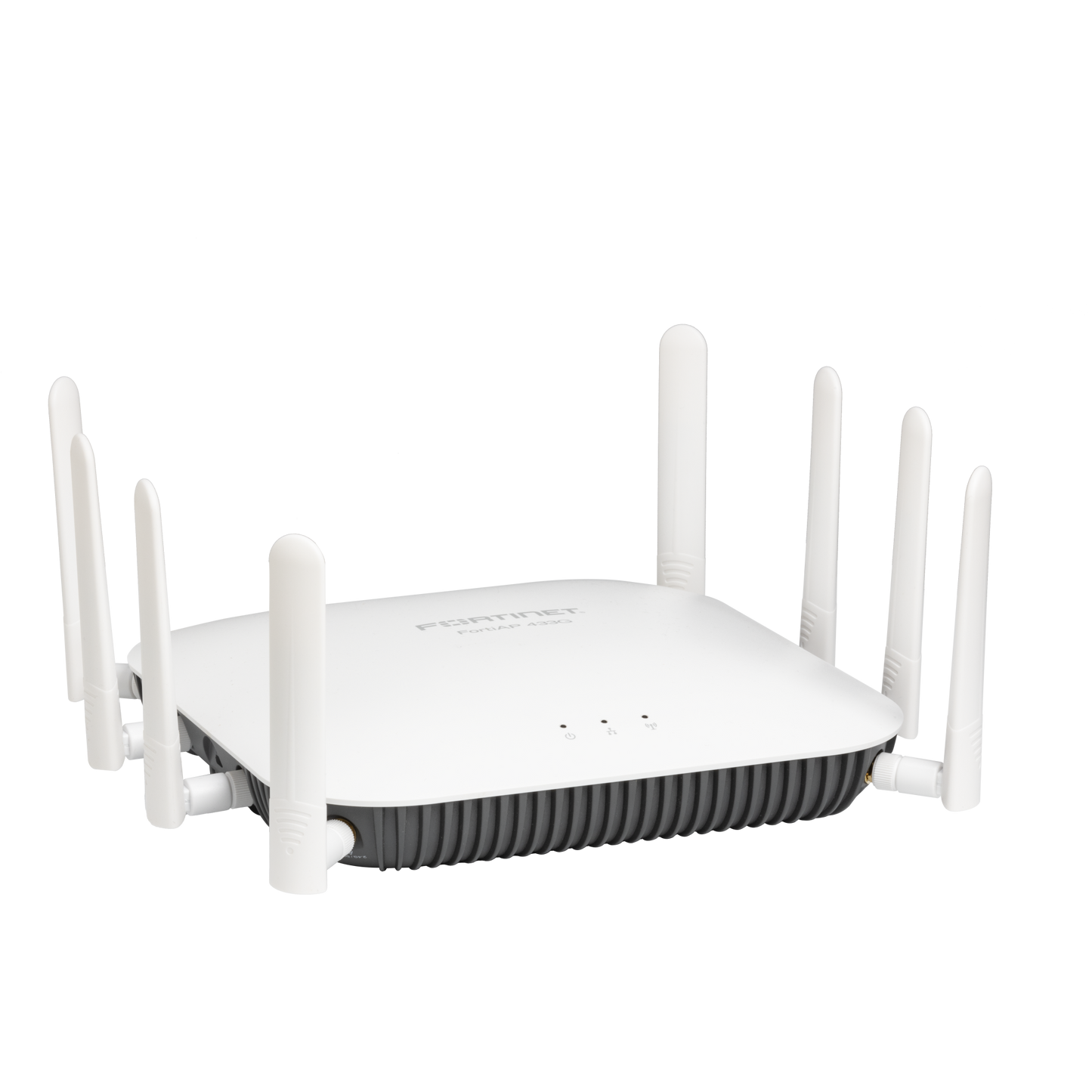 FortiAP-433G Indoor Wireless AP - Tri radio (Wi-Fi-6E IEEE 802.11ax Tri-band 2.4/5/6GHz and dual 5G operation 4+4+4 4 streams 3 radios), [Note:  6GHz band not available in all regulatory domains] external antennas, 2x 5G Base-T RJ45, BT/BLE,  [FAP-433G-E]