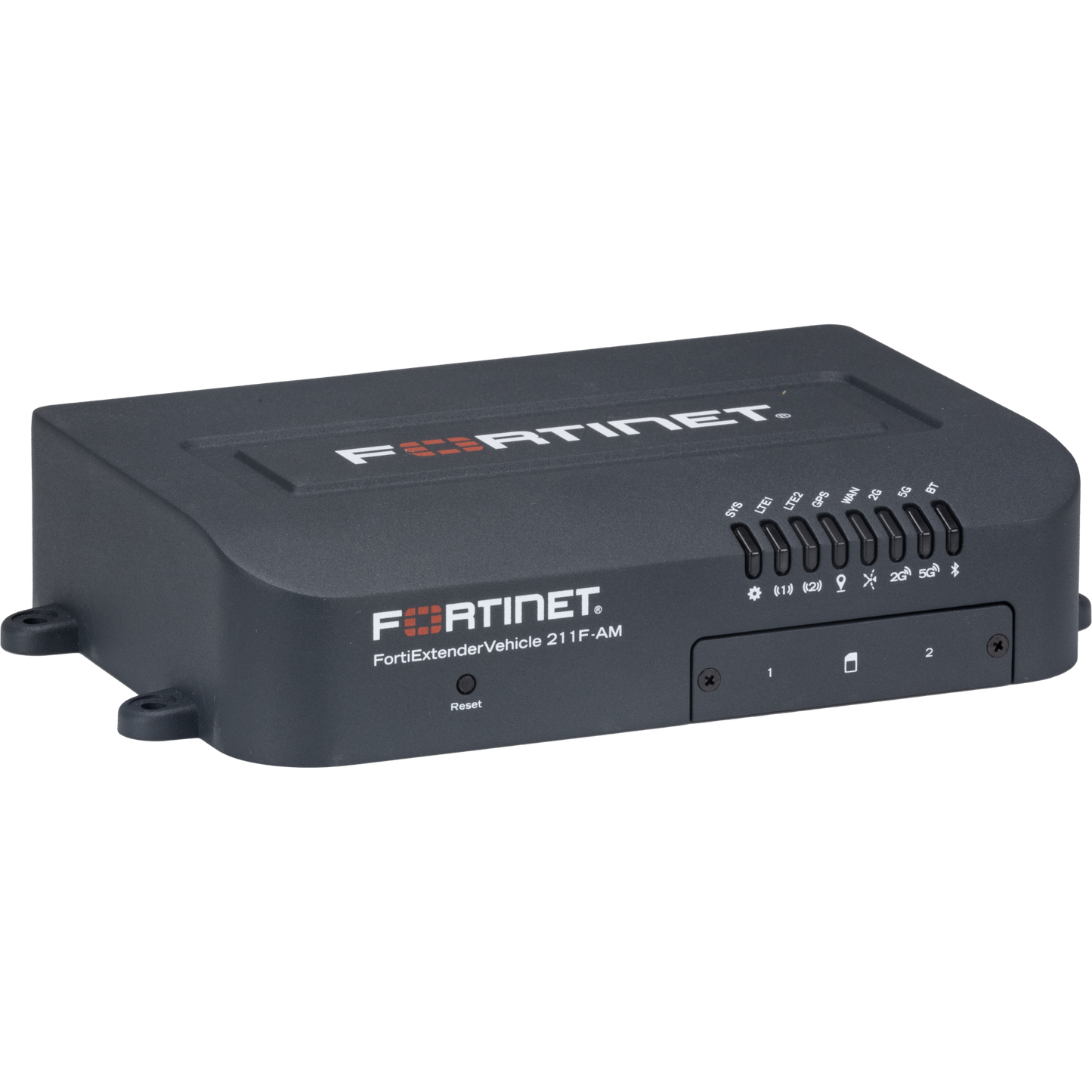 FortiExtenderVehicle-211F-AM Semi-Rugged Broadband Wireless WAN Router for Vehicle and OT applications with 1x "Dual SIM 3G/4G LTE CAT-12 M.2 Module(DL/UL=600M/150Mbps)" for North America Carriers. 1x GE WAN + 4x GE LAN RJ45 ports including  [FEV-211F-AM]
