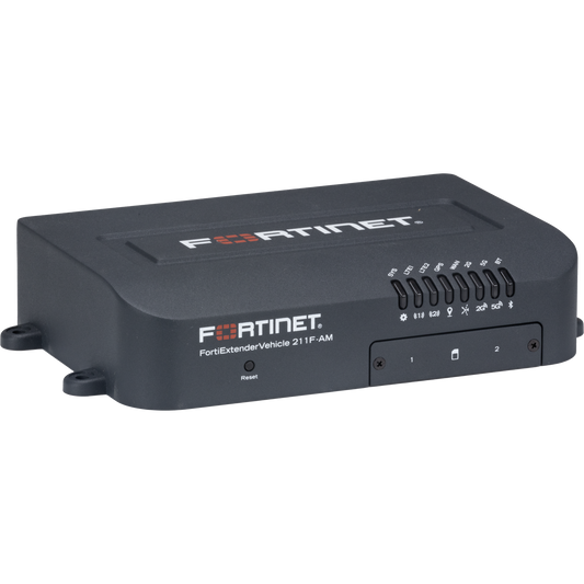 FortiExtenderVehicle-211F-AM Semi-Rugged Broadband Wireless WAN Router for Vehicle and OT applications with 1x "Dual SIM 3G/4G LTE CAT-12 M.2 Module(DL/UL=600M/150Mbps)" for North America Carriers. 1x GE WAN + 4x GE LAN RJ45 ports including  [FEV-211F-AM]