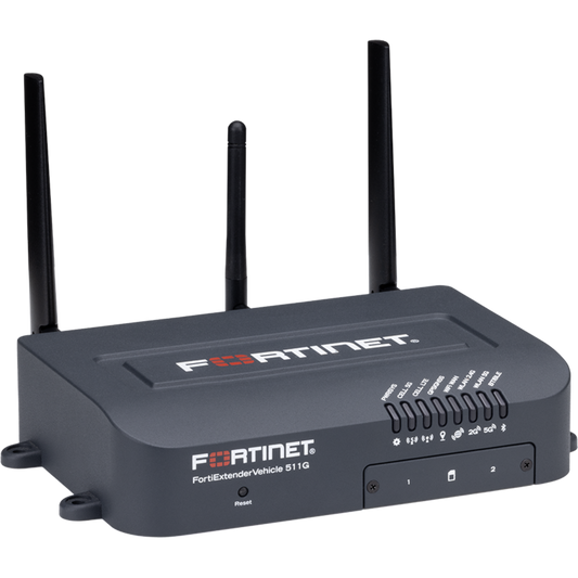 FortiExtenderVehicle-511G Rugged Broadband Wireless WAN Router for Vehicle and OT applications with 1x "Dual SIM 5G Sub-6GHz M.2 Module (DL/UL=3.4Gbps/0.46Gbps)" + 1x reserved eSIM for NA/EMEA/APAC Carriers. It has 1x 2.5GE WAN + 4x GE LAN RJ [FEV-511G-Y]