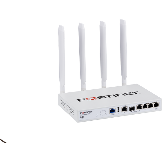 FortiExtender-511G-WIFI Indoor Broadband Wireless WAN Router with 1x "Dual SIM 5G Sub-6GHz M.2 Module" + 1x reserved eSIM for NA/EU/APAC Carriers. It has 1x 2.5GbE + 1x GbE Combo (SFP + RJ45) + 3x GbE RJ45 WAN/LAN configurable network po [FEX-511G-WIFI-P]