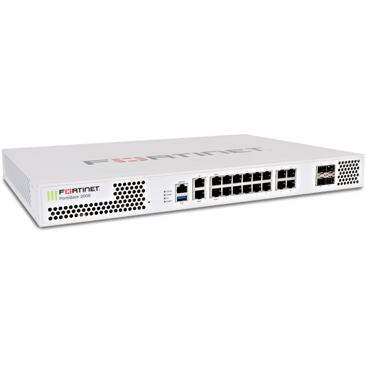 FortiGate-200E-LENC 18 x GE RJ45 (including 2 x WAN ports, 1 x MGMT port, 1 X HA port, 14 x switch ports), 4 x GE SFP slots. SPU NP6Lite and CP9 hardware accelerated [FG-200E-LENC]