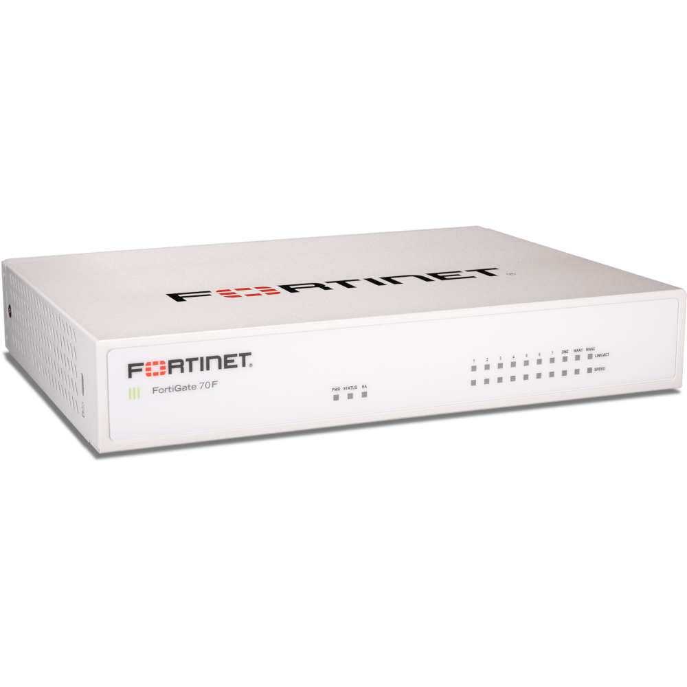 FortiGate-70F 10 x GE RJ45 ports (including 7 x Internal Ports, 2 x WAN Ports, 1 x DMZ Port) [FG-70F]
