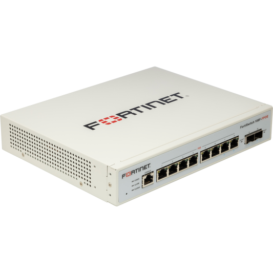 FortiSwitch-108F-FPOE L2+ management switch with 8xGE + 2xSFP + 1xRJ45 console and automatic limited 130W POE [FS-108F-FPOE]