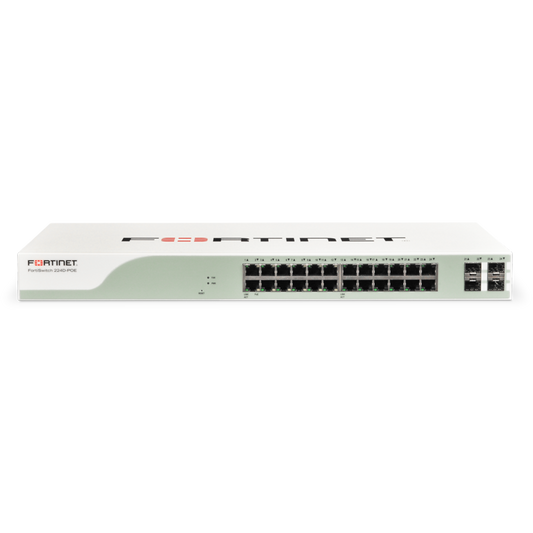 FortiSwitch-224D-FPOE Layer 2/3 FortiGate switch controller compatible PoE+ switch with 24 x GE RJ45 ports, 4 x GE SFP, with automatic Max 370W POE output limit [FS-224D-FPOE]