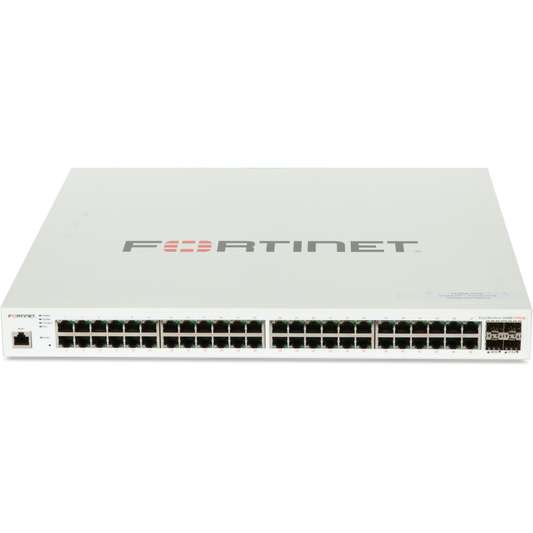 FortiSwitch-248E-FPOE Layer 2/3 FortiGate switch controller compatible PoE+ switch with 48 x GE RJ45 ports, 4 x GE SFP, with automatic Max 740W POE output limit [FS-248E-FPOE]