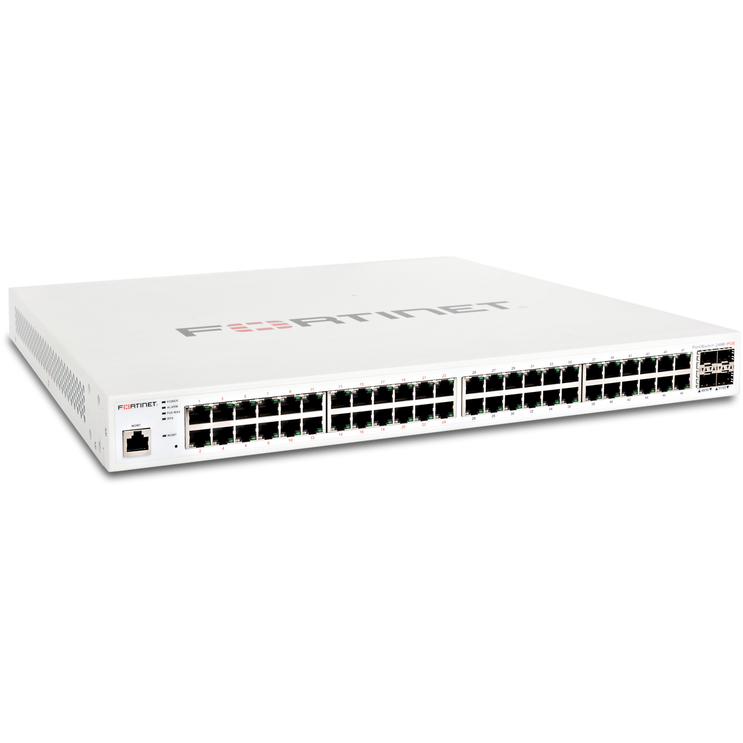 FortiSwitch-248E-POE Layer 2/3 FortiGate switch controller compatible PoE+ switch with 48 x GE RJ45 ports, 4 x GE SFP, with automatic Max 370W POE output limit [FS-248E-POE]