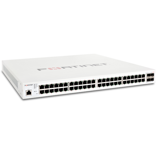 FortiSwitch-248E-POE Layer 2/3 FortiGate switch controller compatible PoE+ switch with 48 x GE RJ45 ports, 4 x GE SFP, with automatic Max 370W POE output limit [FS-248E-POE]