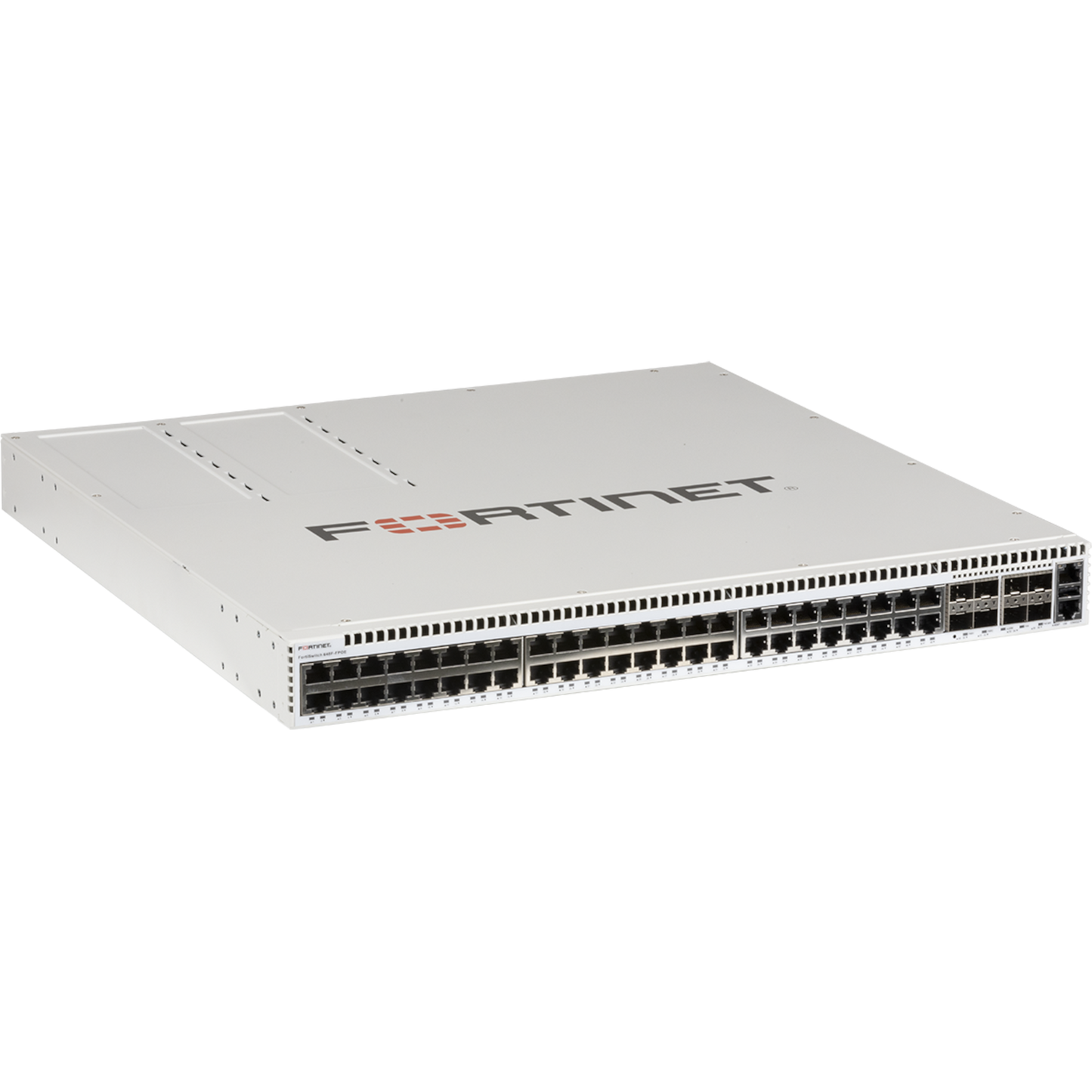 FortiSwitch-648F-FPOE Layer 2/3 FortiGate switch controller compatible PoE 802.3bt switch with 32x 2.5G RJ45 + 16x 5G RJ45 ports, 8x 25G SFP28 and MACSec. Max 1800W POE output limit [FS-648F-FPOE]