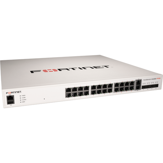 FortiSwitch-M426E-FPOE Layer 2/3 FortiGate switch controller compatible PoE+ switch with 16 x GE RJ45 ports, 8 x MultiGIG 2.5 GE UPOE (60W) capable RJ45 ports,  2 X MulitGiG 5GE RJ45 ports, 4X SFP+, with automatic Max 421W POE output limit [FS-M426E-FPOE]