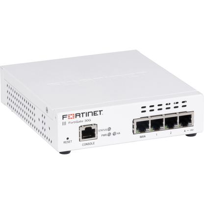 FortiWiFi-30G 4 x GE RJ45 ports (including 3 x Internal Ports, 1 x WAN Ports), Wireless (802.11a/b/g/n/ac/ax) Region Code E [FWF-30G-E]