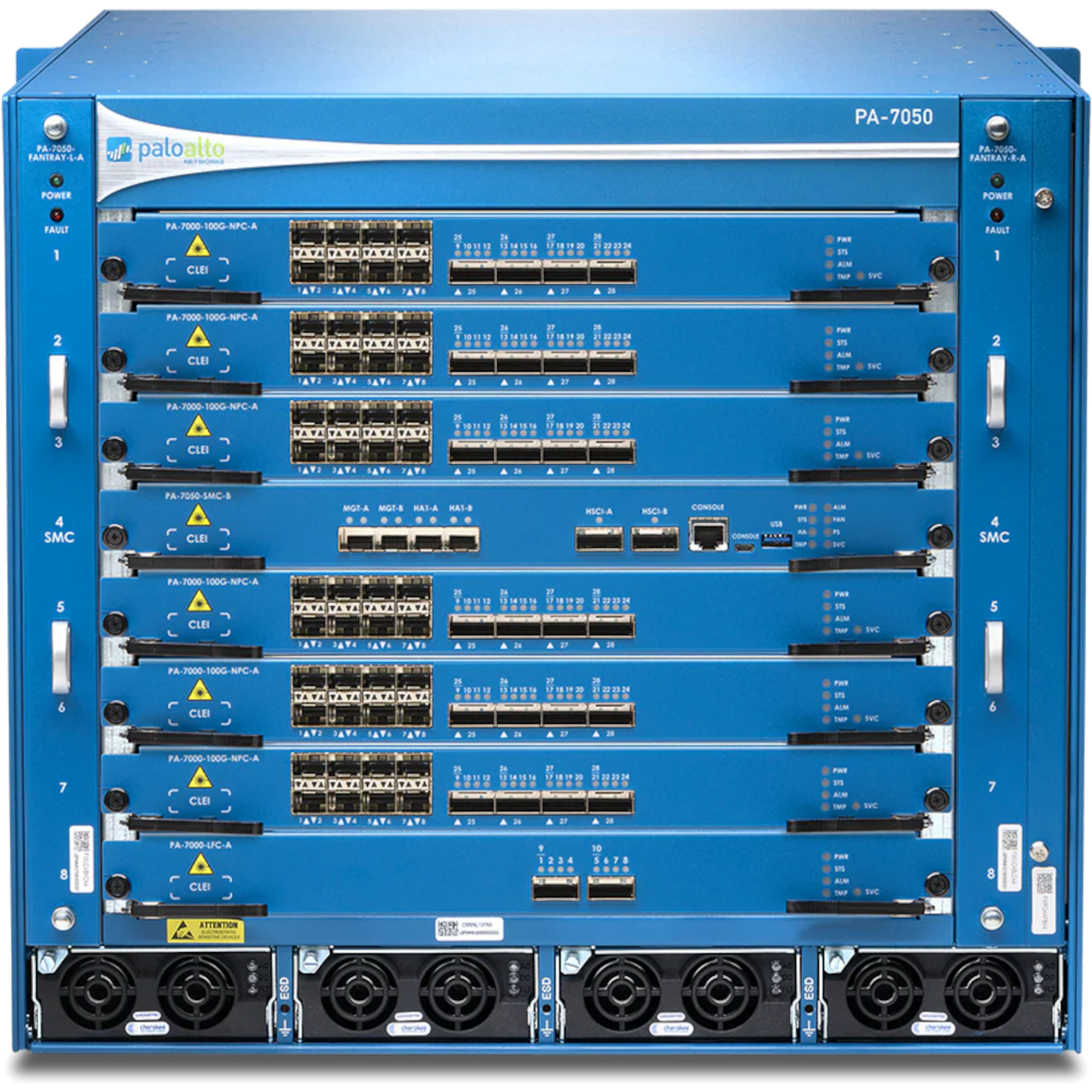 PA-7050 Base AC Hardware Bundle. Includes AC Chassis, 4xAC power supplies, 2xFan Trays, Fan Filter, Switch Management Card, and Logging Card, lab use only. [PAN-PA-7050-AC-SYS-LAB]