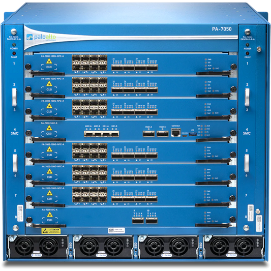 PA-7050 Base AC Hardware Bundle. Includes AC Chassis, 4xAC power supplies, 2xFan Trays, Fan Filter, Switch Management Card, and Logging Card, lab use only. [PAN-PA-7050-AC-SYS-LAB]