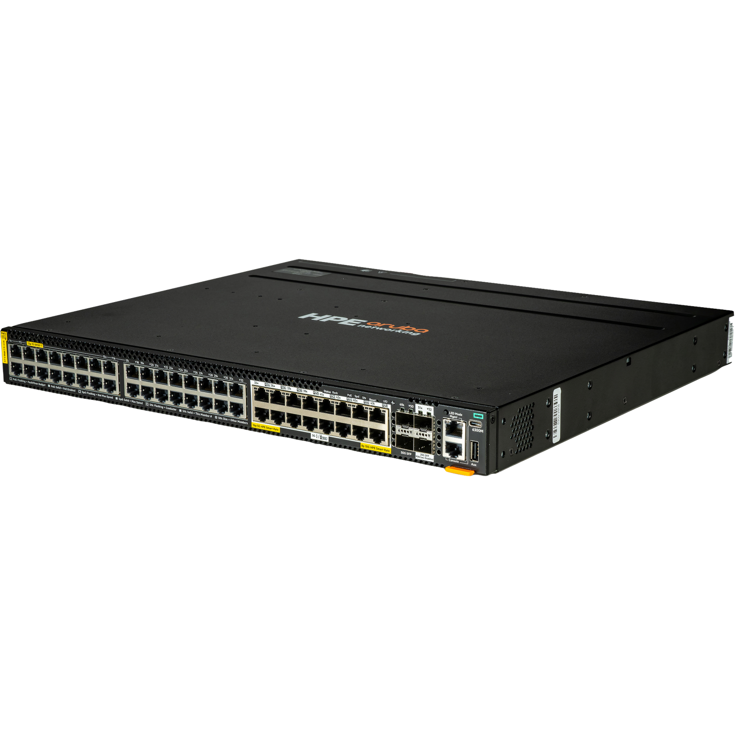HPE Aruba Networking CX 6300M 32p 1G 16p SmtRt 5G Class8 PoE 2p SFP56 50G 2p SFP28 25G MACsec TAA Sw
